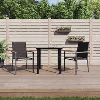 Garden Dining Set Black Textilene and Steel