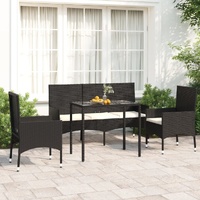 4 Piece Garden Lounge Set with Cushions Poly Rattan