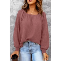 Azura Exchange Puff Sleeve Waffle Knit Top