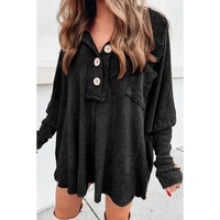 Azura Exchange Buttoned Waffle Knit Long Sleeve Top