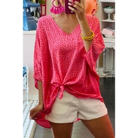 Azura Exchange Leopard Print Oversized V Neck Top