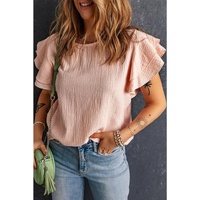 Azura Exchange Tiered Ruffled Short Sleeve Blouse