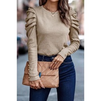 Azura Exchange Buttoned Puff Long Sleeve Sheath Top