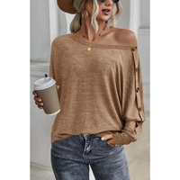 Azura Exchange Button Decor Dolman Sleeve Top