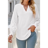 Azura Exchange Split Neck Textured Loose Blouse