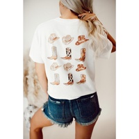 Azura Exchange Double-Side Cowboy Hat &amp; Boots Graphic Tee