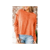 Azura Exchange Exposed Seamed High Low Raw Edge Sweatshirt
