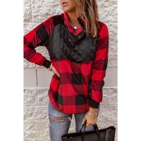 Azura Exchange Plaid Paneled Sweatshirt