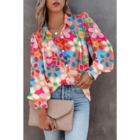 Azura Exchange Floral Print Bubble Sleeve Shirt