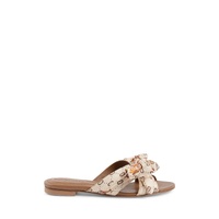 Printed Bow Silk Mule