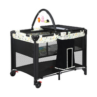 Baby Cot Bed Crib Portable Bassinet Black - Model-00BFE0