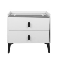 Bedside Table LED Lights Drawers Storage - Model-7DC2D2