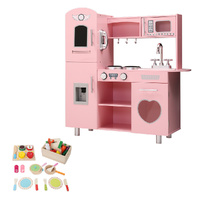 Keezi Kids Kitchen Play Set Wooden Pretend Toys Cooking Children Food White