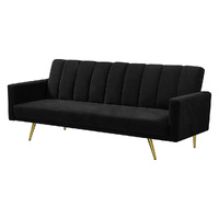 Sofa Bed Convertible Velvet Lounge Recliner Couch Sleeper 3 Seater Black - Model-D7EE52