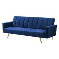 Sofa Bed Convertible Velvet Lounge Recliner Couch Sleeper 3 Seater Blue - Model-869B3E