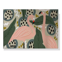 100cmx150cm Flamingo White Frame Canvas Wall Art 
