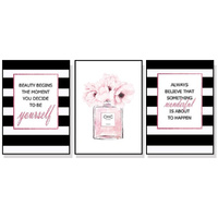 40cmx60cm Fashion Prints 3 Sets Black Frame Canvas Wall Art