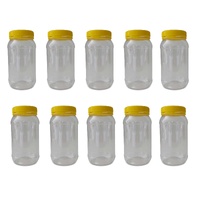 10x 1Kg Plastic Honey Jars + Lids - Round Clear Food Grade Packaging Containers