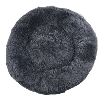 YES4PETS Medium Round Calming Plush Cat Dog Bed Comfy Puppy Fluffy Bedding Dark Grey