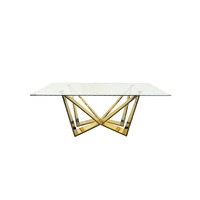 Roula Gold Dining Table - Clear Glass - 240cm x 110cm