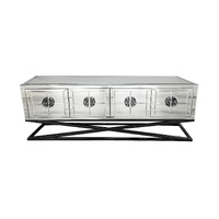 Athens Mirrored TV Unit Table- Black Legs