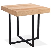 Collingswood Lamp Sofa Side Table 50cm Elm Timber Wood Black Metal Leg - Natural