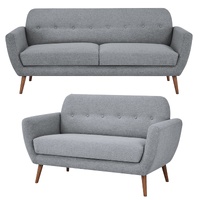 3 + 2 Seater Sofa Fabric Uplholstered Lounge Couch - Light Grey