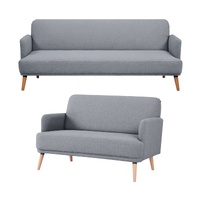 3 + 2 Seater Sofa Fabric Uplholstered Lounge Couch - Light Grey