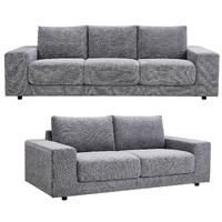 4 + 3 Seater Sofa Fabric Uplholstered Lounge Couch - Fog