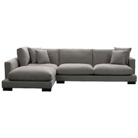 3 Seater Sofa Fabric Uplholstered Left Chaise Lounge Couch - Grey