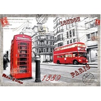 Jigsaw Puzzles 1000 Pieces for Adults London Impression Red Bus Telephone Booth Large Difficult Puzzles