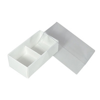 100 Pack of White Card Chocolate Sweet Soap Product Reatail Gift Box - 2 Bay Compartments - Clear Slide On Lid - 8x4x3cm