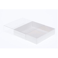 100 Pack of 10cm Square Invitation Coaster Favor Function product Presentation Cookie Biscuit Patisserie Gift Box - 2cm deep - White Card with Clear S