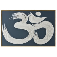 120X80cm Modern Mantra: Echoes of AUM Dark Wood Framed Hand Painted Canvas Wall Art