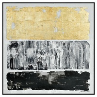 120X120cm Tonal Trilogy Black Framed Hand Painted Canvas Wall Art