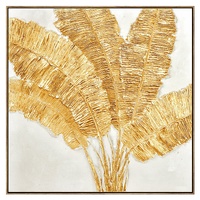100X100cm Lustrous Leaves Dark Wood Framed Hand Painted Canvas Wall Art