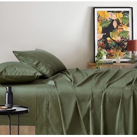 Gioia Casa Vintage Washed 100% Cotton Sheet Set with 2 Pillowcases - Khaki Green - King Size