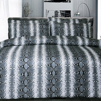 Snake Skin Black Quilt Cover Set Double
