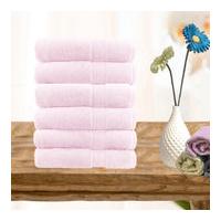 6 piece ultra light cotton hand towels in baby pink