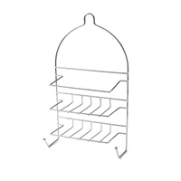 12x 2-Tier Shower Caddy Bath Rack Chrome Hanging Hook Basket 25 x 10 x 43cm - Silver
