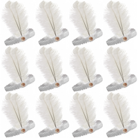 12x 1920s FLAPPER HEADBAND Headpiece Feather Sequin Charleston Gatsby Party BULK - White