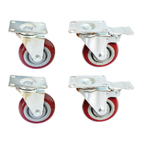 4 x 4" Heavy Duty PU Swivel Castor Wheels With Brake