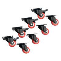 8 x 2" Polyurethane Castor Wheels - Swivel and 4 with brake