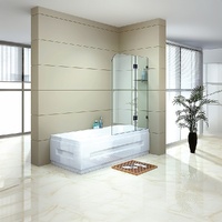 120cm Frameless Glass Bath Screen with Brass Brackets - Gold