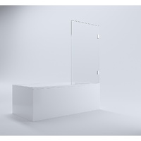 70cm Frameless Swing Bath Panel with Black Hardware
