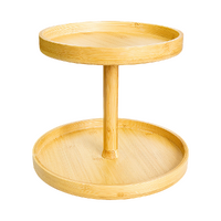 2-Tier Bamboo Lazy Susan Turntable Organizer for Kitchen Counter Cabinet