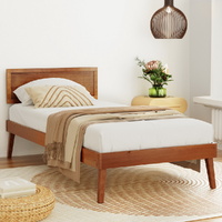 Bed Frame Single Size Wooden Bed Base Walnut SPLAY