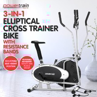  3-in-1 Elliptical Cross Trainer Exercise Bike with Resistance Bands