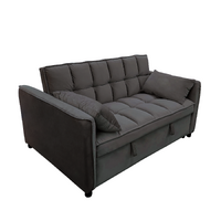Quincy 2-Seater Velvet Sofa Bed in Dark Grey with Wooden Frame & Tufted Design