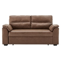 Distressed Faux Leather Sofa Bed Couch Lounge - Brown